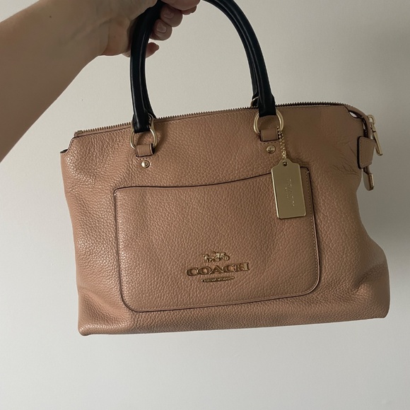 Peach Coach Handbag with Gold Hardware and Brown handles - Picture 7 of 7